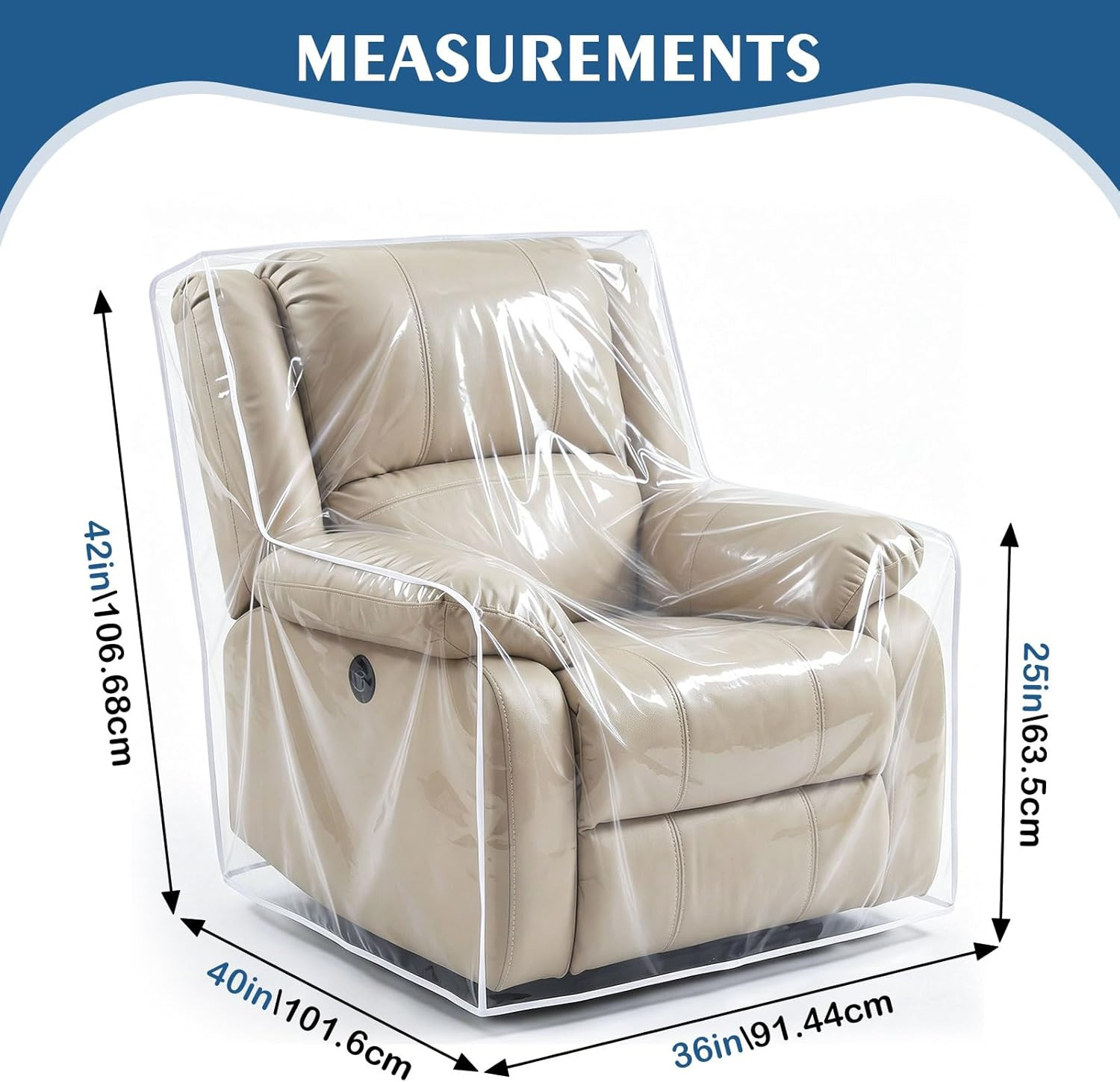 Plastic Recliner Covers 36″ W Heavy Duty Clear Chair Covers