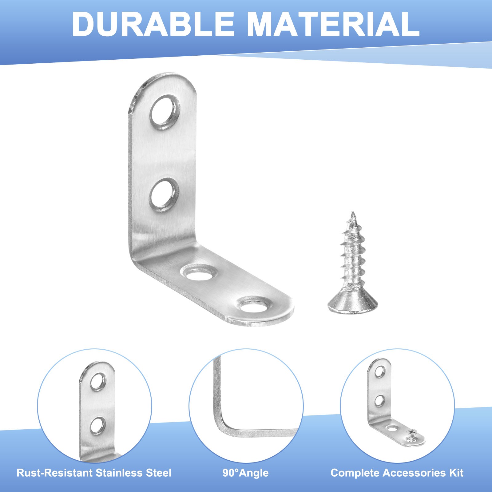 8-Pack L Bracket Corner Brace, 1.58×1.58×0.63 Inch Right Angle Bracket[Silver]