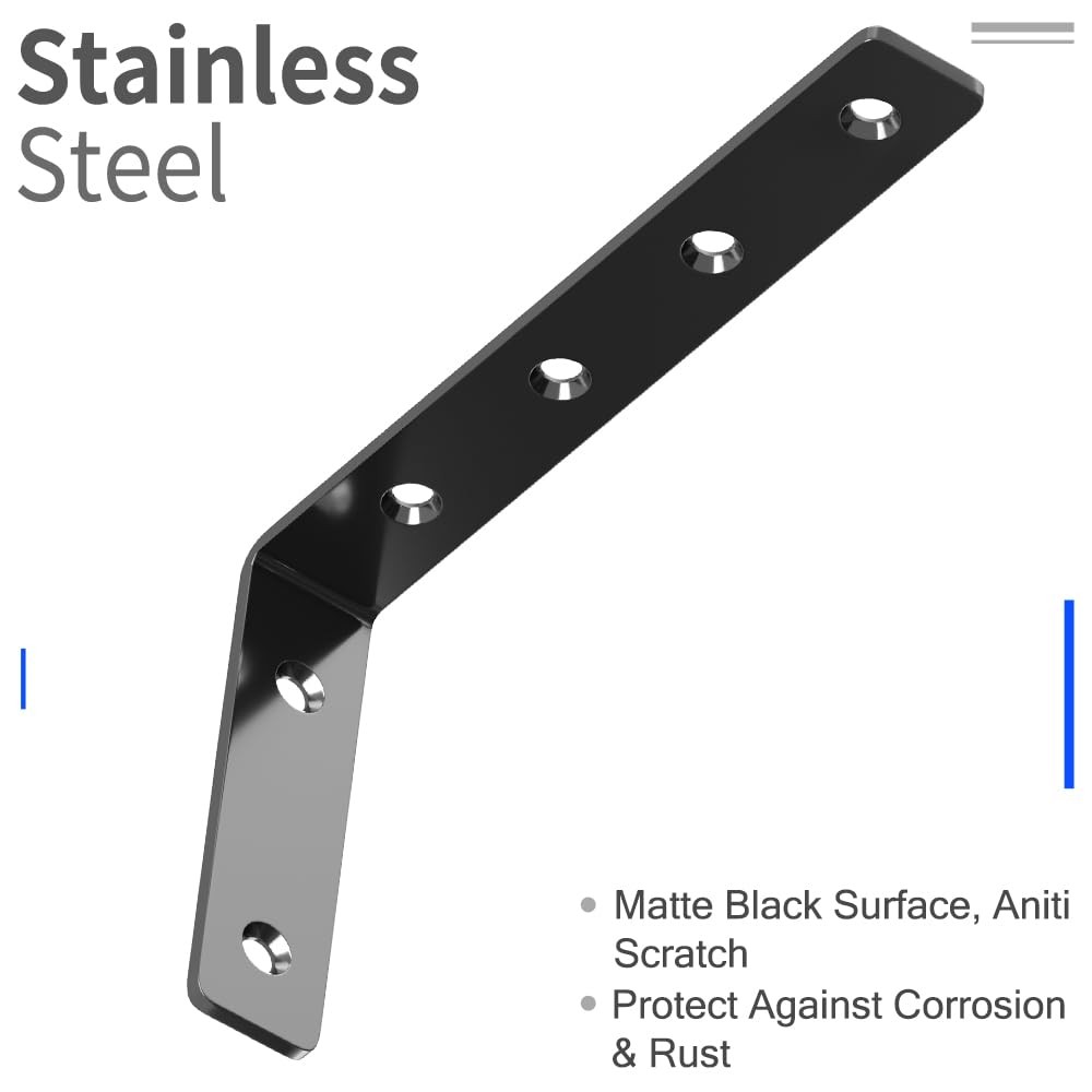 8 Pack Shelf Bracket, 5″ x 3″ L Brackets for Shelves, Heavy Duty Stainless Steel