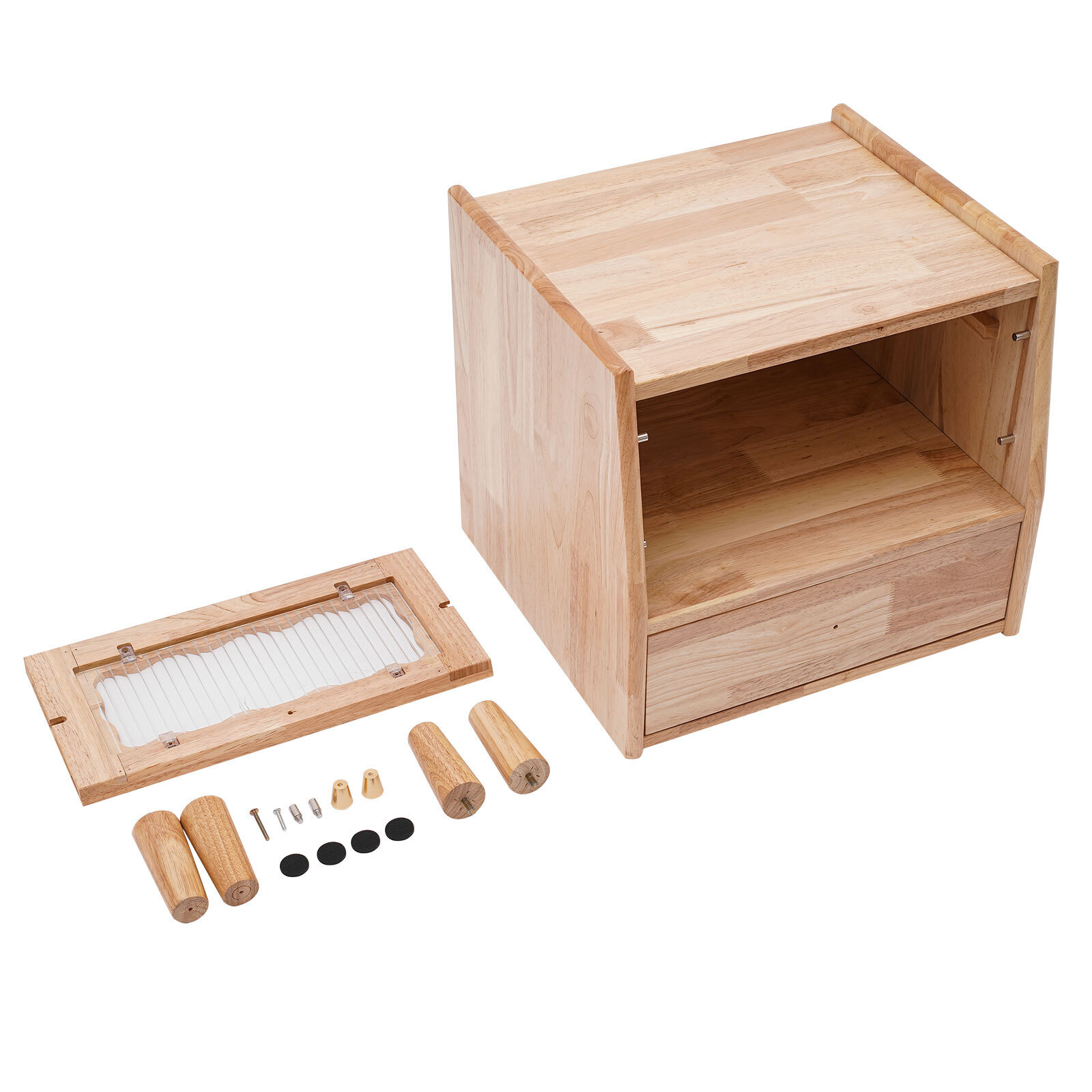 43.5*40*48cm Rubberwood Bedside Cabinet Bedroom Storage Cabinet With 2 Drawers