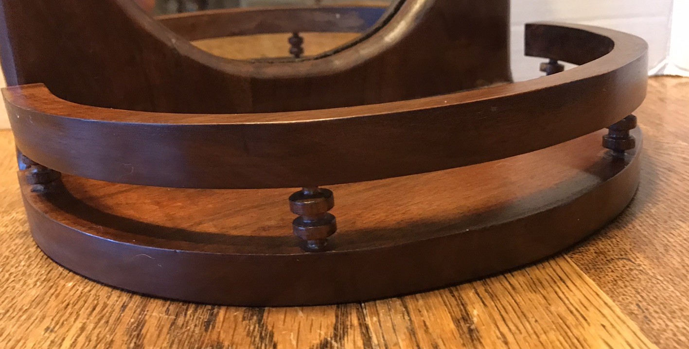 VTG Half Round Wall Hanging w/ Mirror Wood Spindle Ledge Juliet Balcony Shelf
