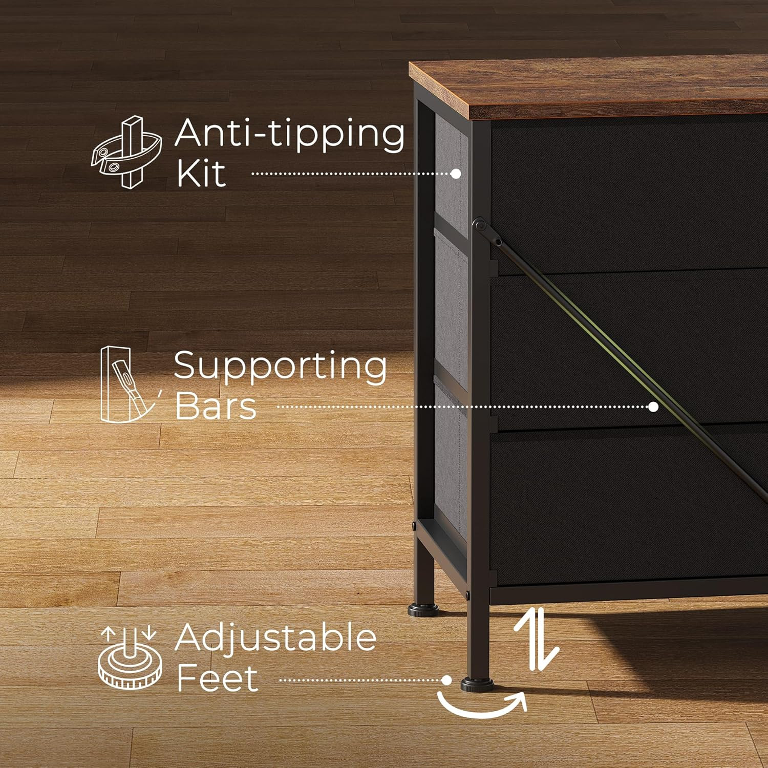 70 Inch Dresser for Bedroom, TV Stand for 65, 75, 80 Inch TV, 12 Fabric Drawer L