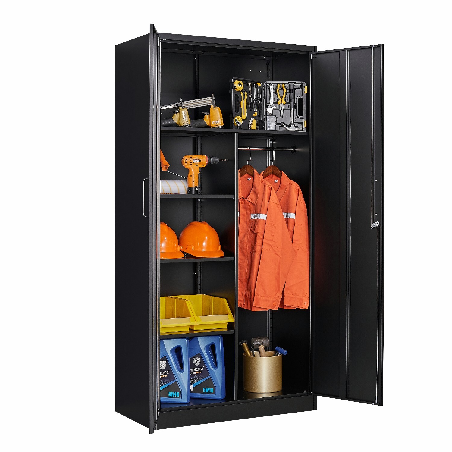 72” Metal Cabinet Storage Locker with Lock Door for Office,Home,School,Employee