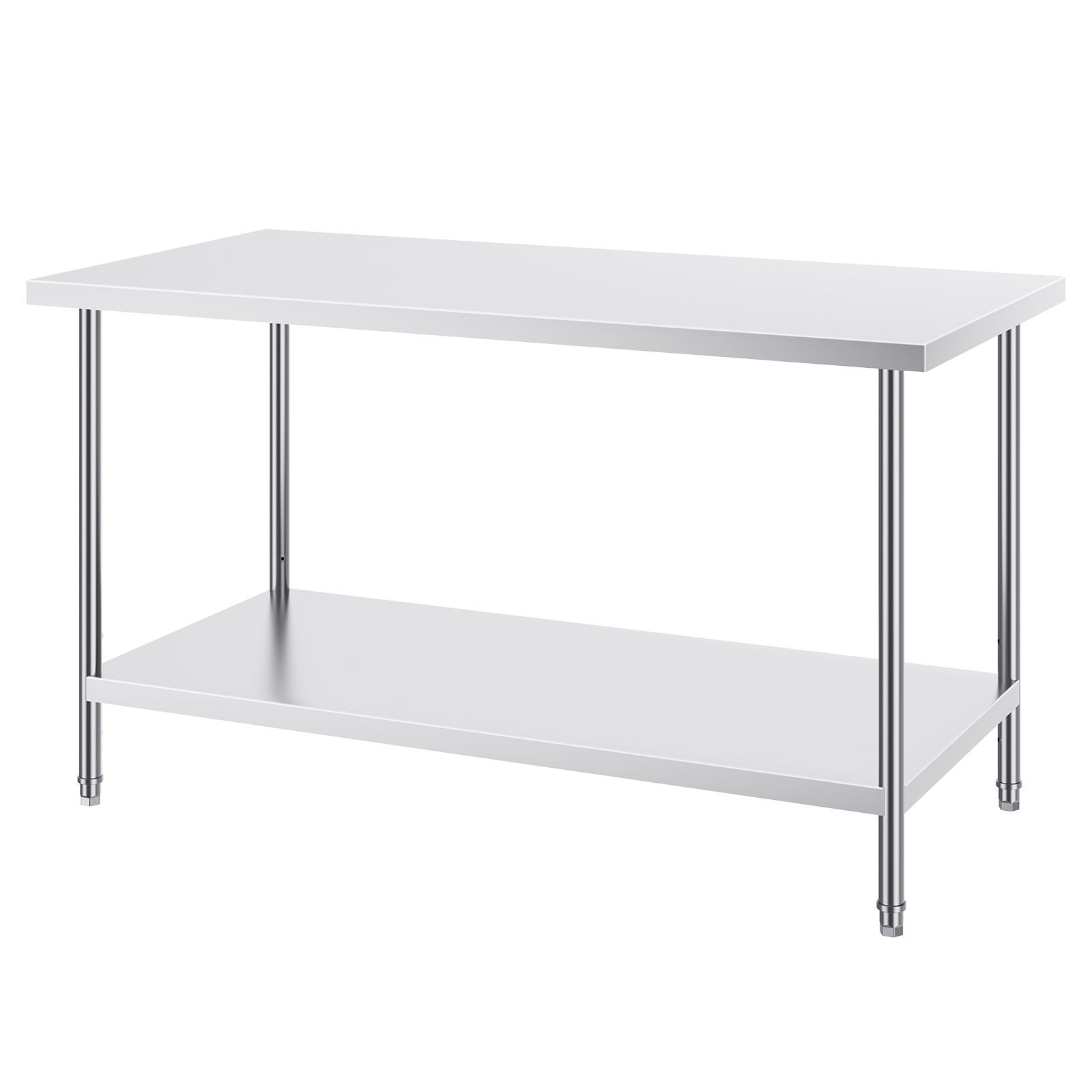 30x60in Stainless Steel Work Table, 910lb Capacity, 3-Level Adjustable Shelves