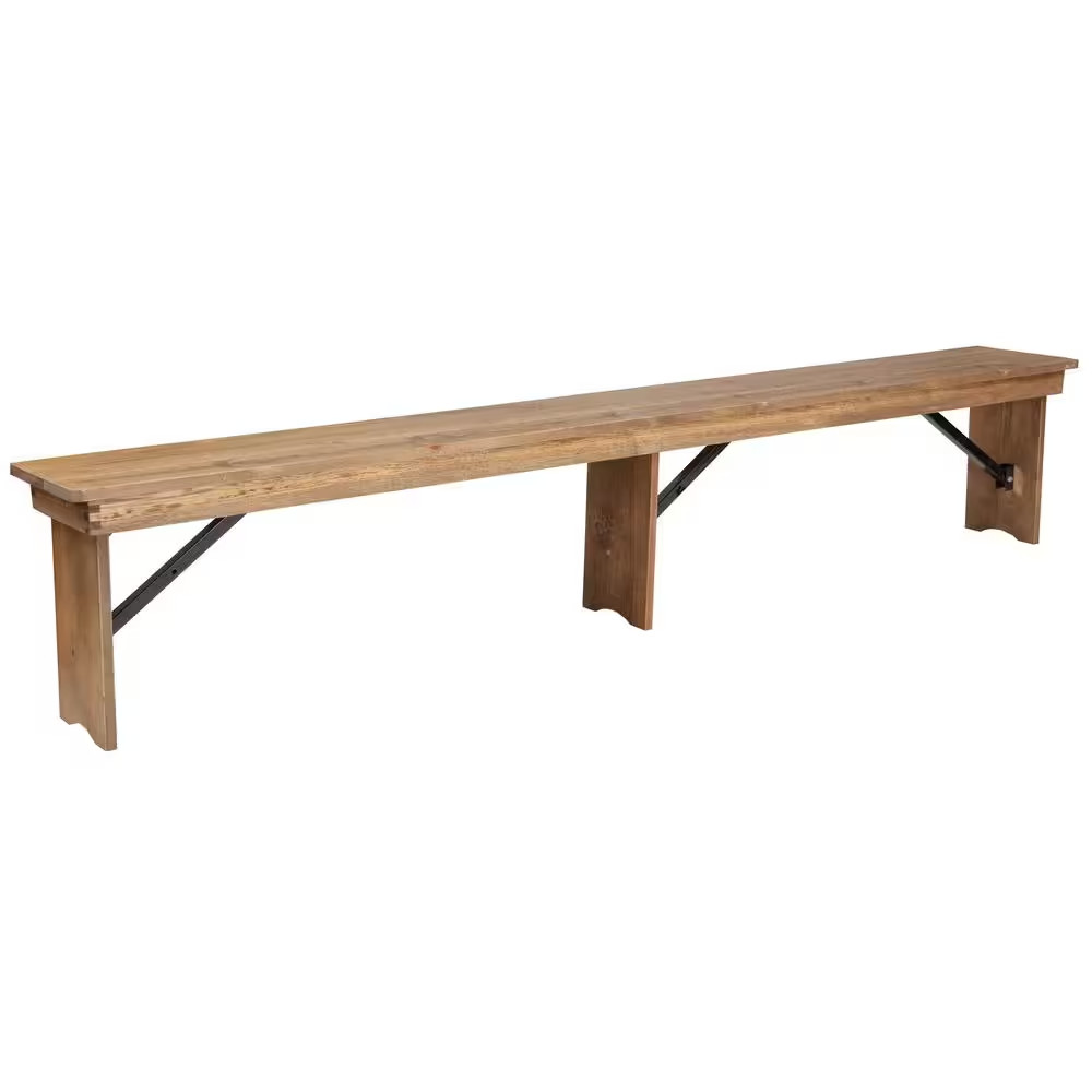 Hercules Series 96 In. X 12 In. Commercial Grade Rustic Solid Pine Folding Bench