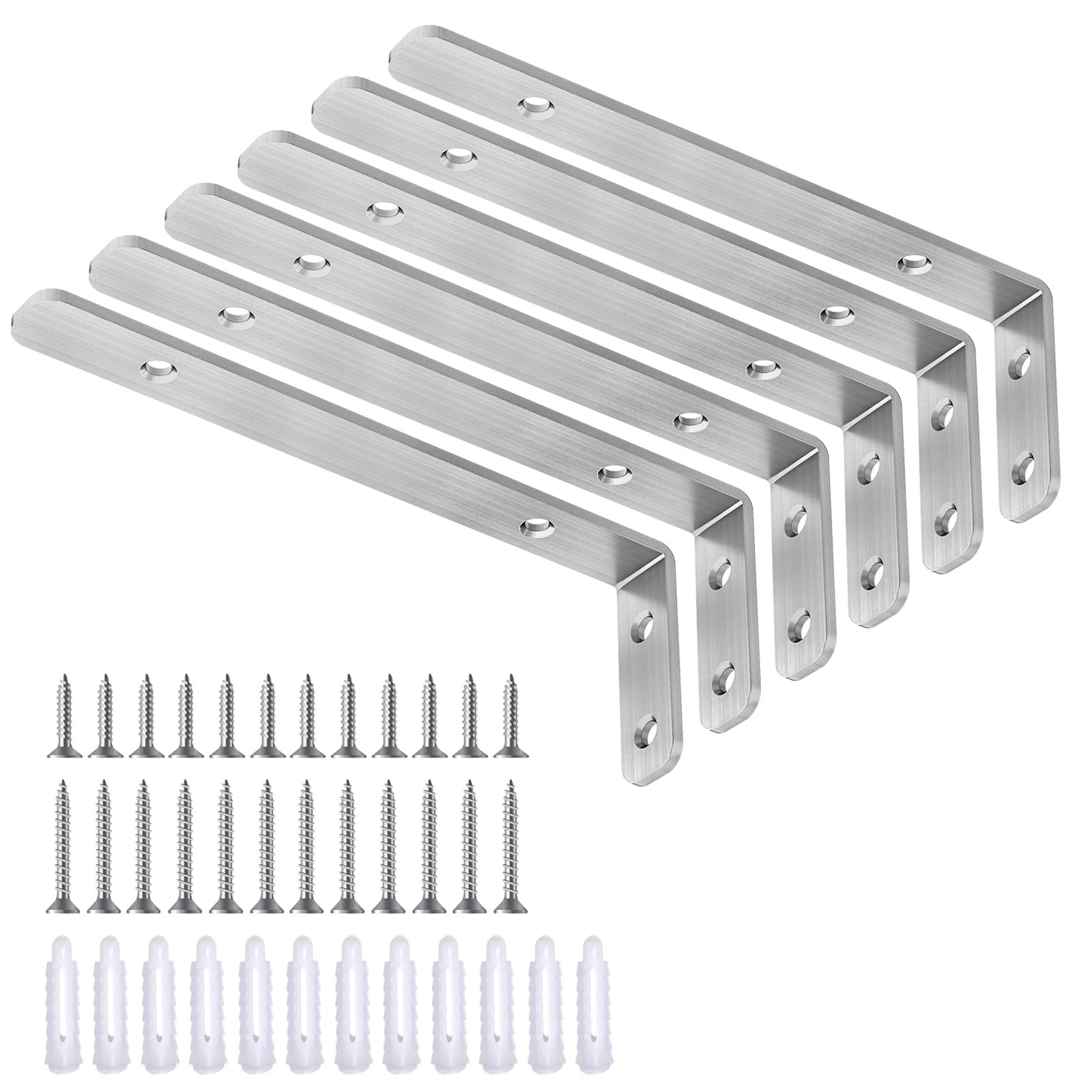 L Bracket, 6″×2″(150×50mm) Heavy Duty Stainless Steel Corner Bracket for Wood…