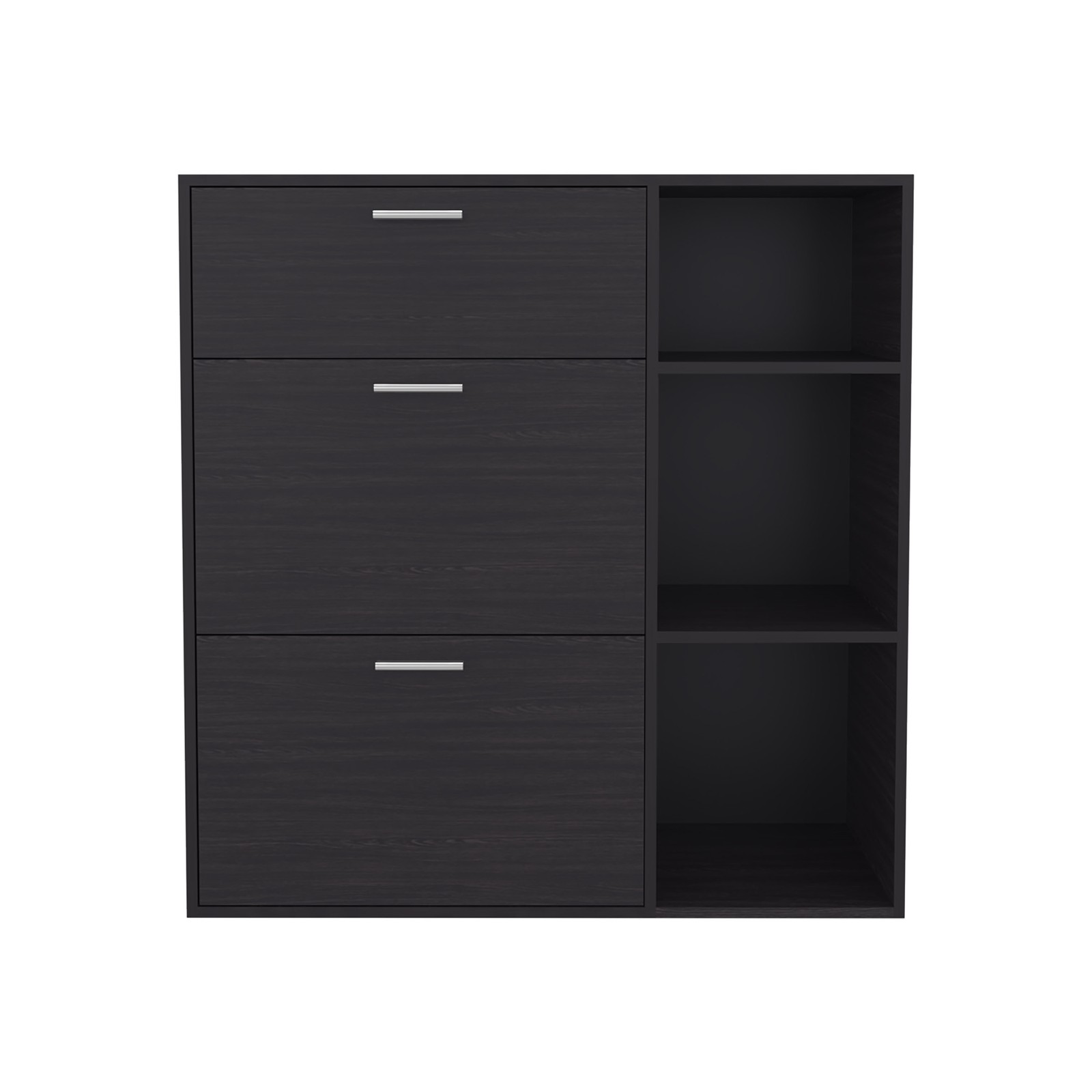 Sierra Shoe Storage Cabinet, 2 Tilt-Out Drawers, 1 Top Drawer, 3 Open Side