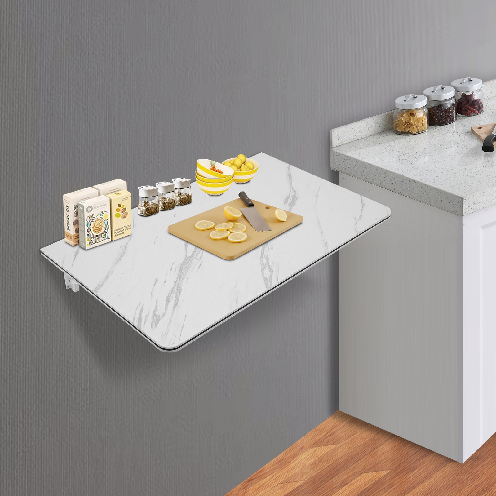 35.43×19.69in Wall Mounted Folding Table- Space-Saving Desk & Workbench