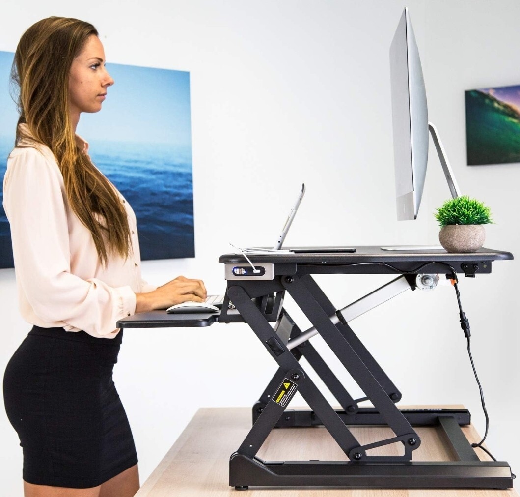 Mount-It MI-7926 Sit-Stand Desk Converter Regular Desk to Standing Desk