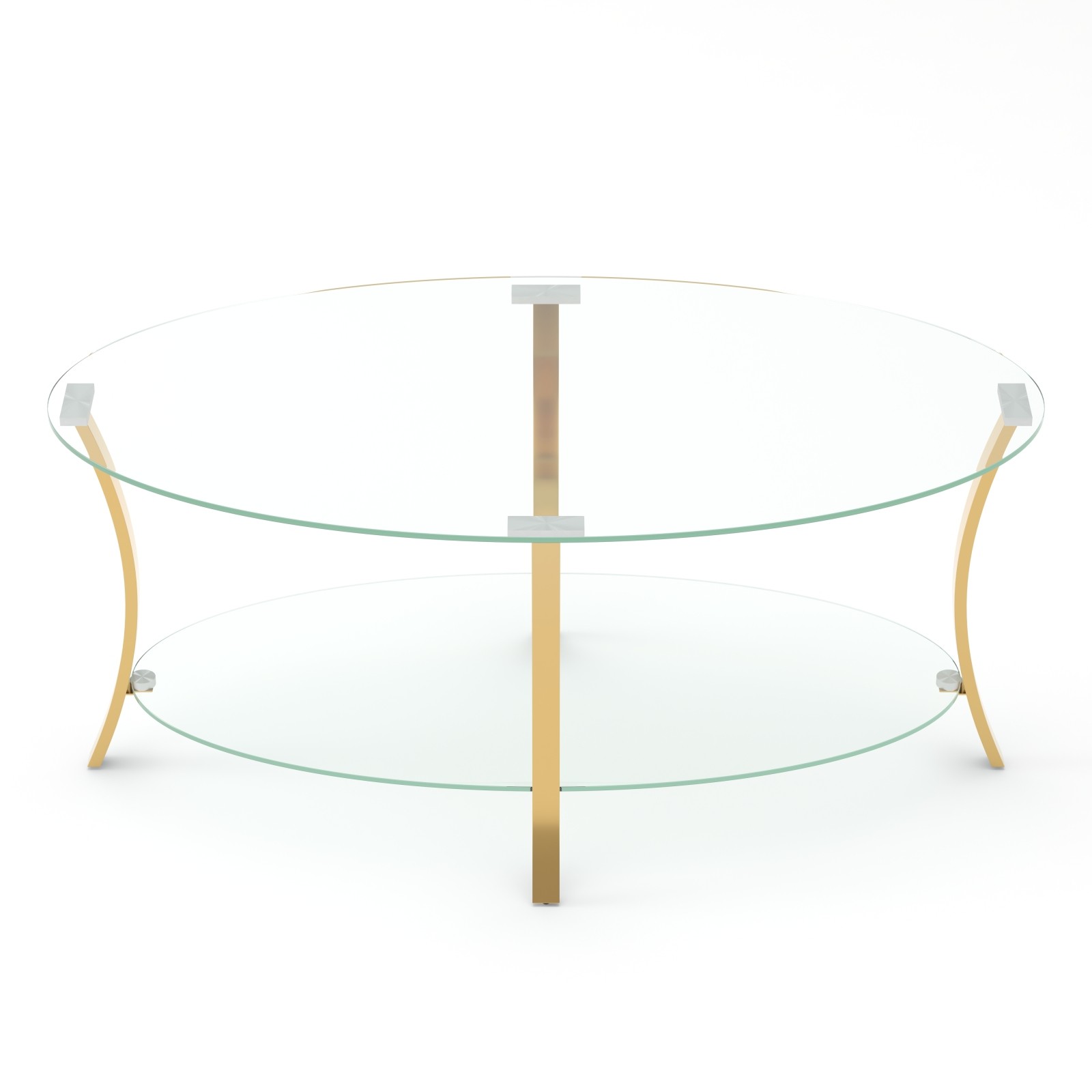 43.3″ Oval Glass Coffee Table Gold Metal Legs Tempered Glass