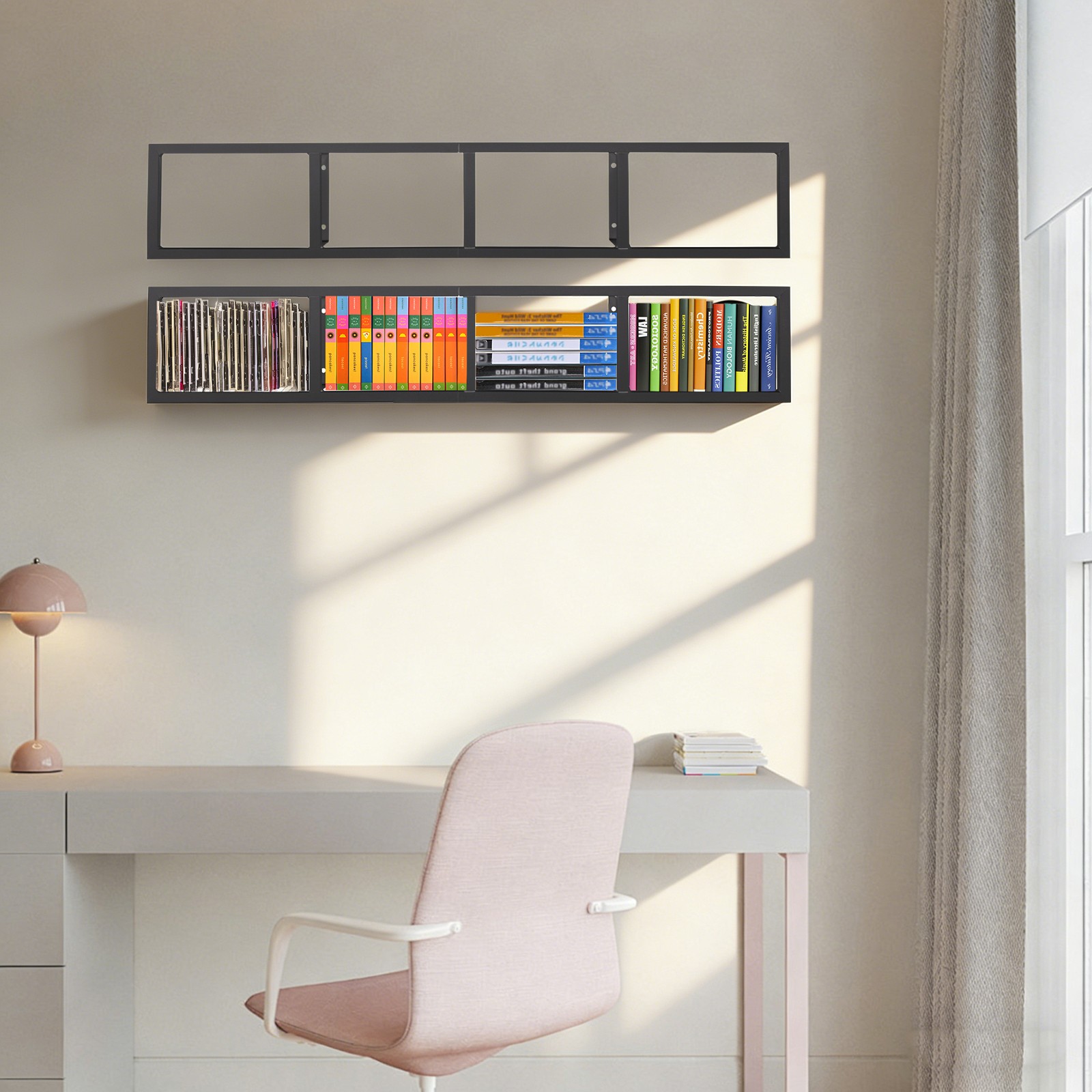 2Pcs Wall‑Mount Floating Shelf Large CD DVD Media Storage Organizer Shelves