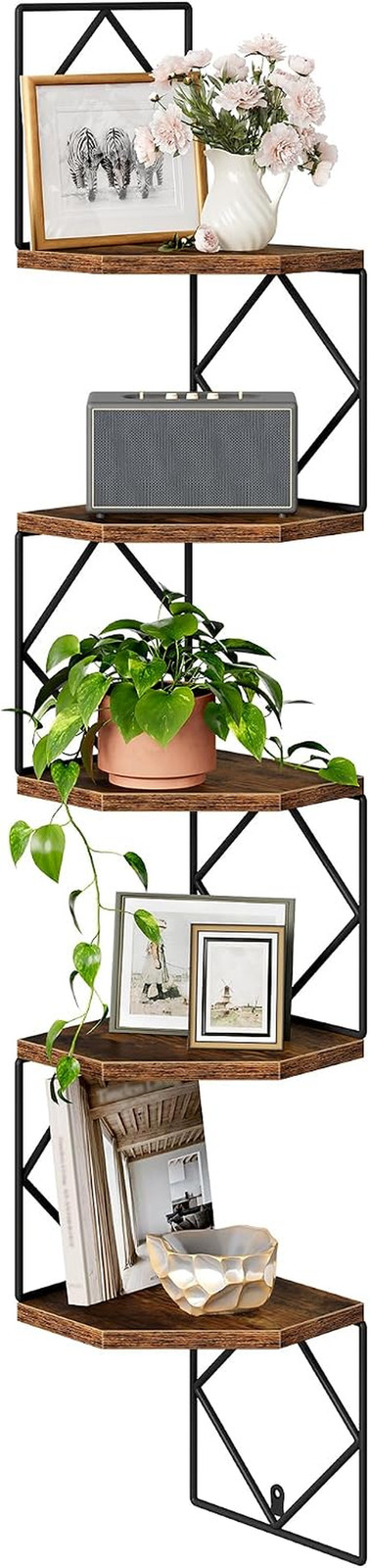 CHOEZON 5-Tier Corner Shelf, Floating Shelf, Wall-Mounted Storage Shelf, Wall De