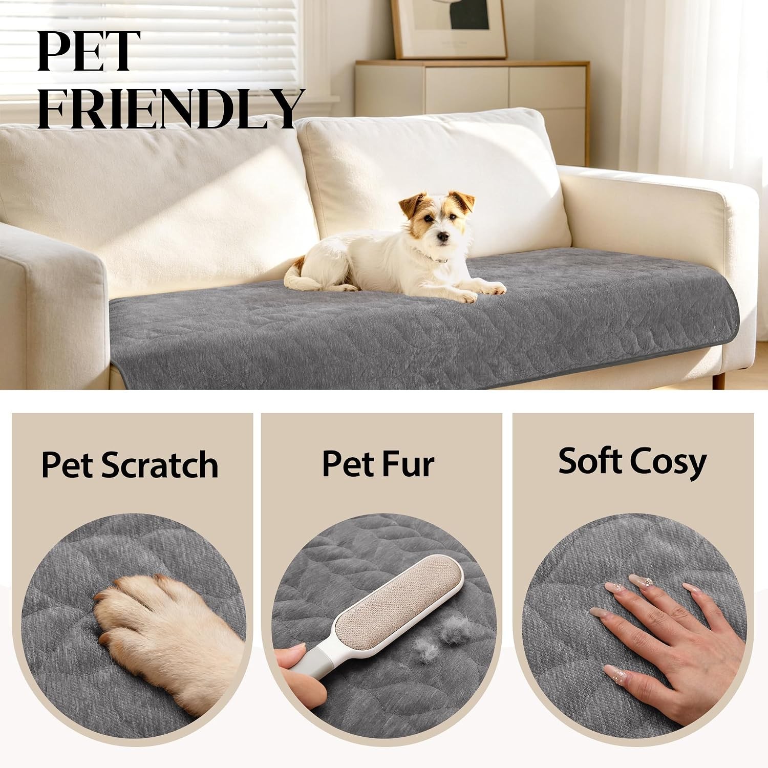 Couch Cover Dogs Chenille Quilted Couch Covers Pets Washable Sofa Protector 3