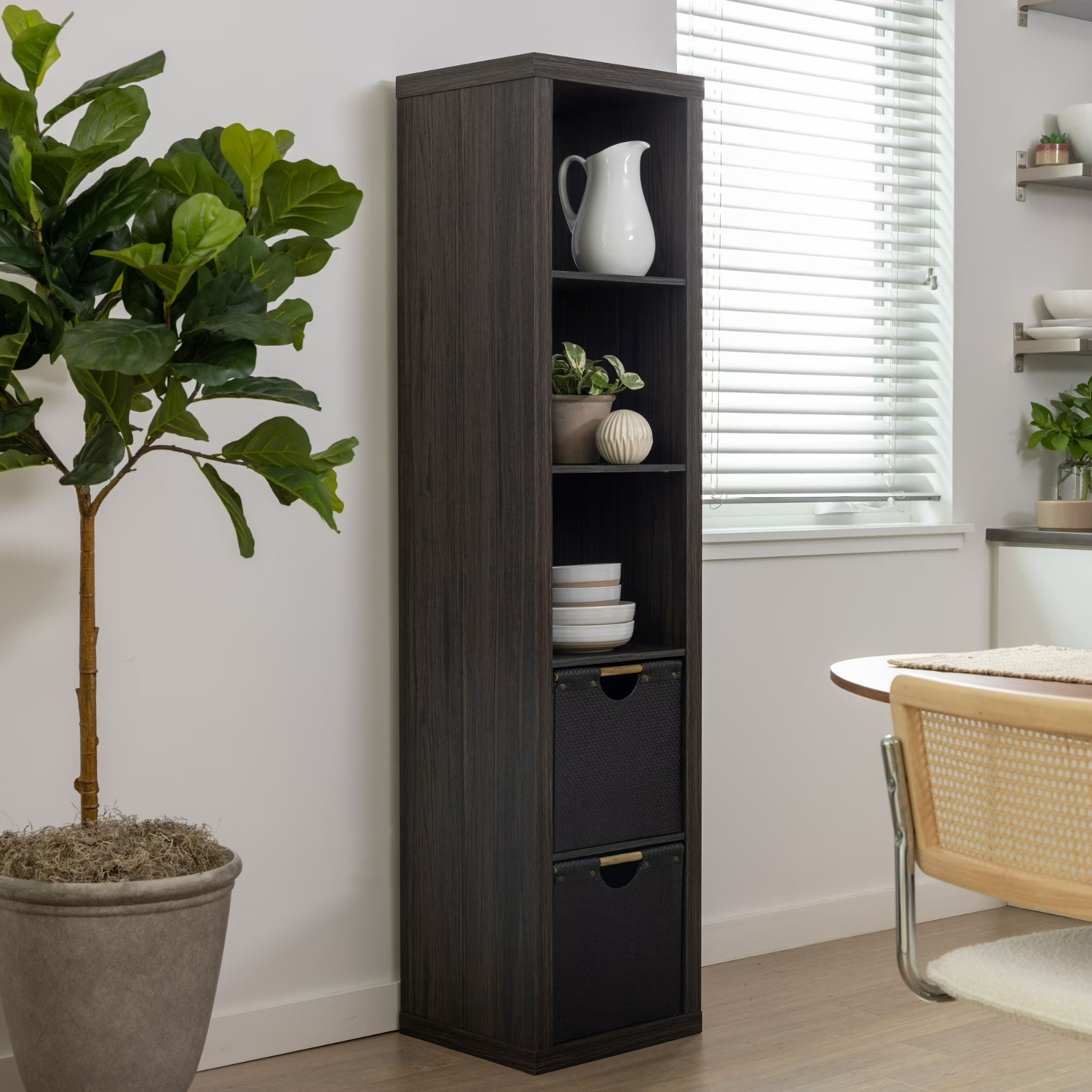 Better Homes & Gardens 5 Cube Vertical Storage Organizer, Tobacco Oak