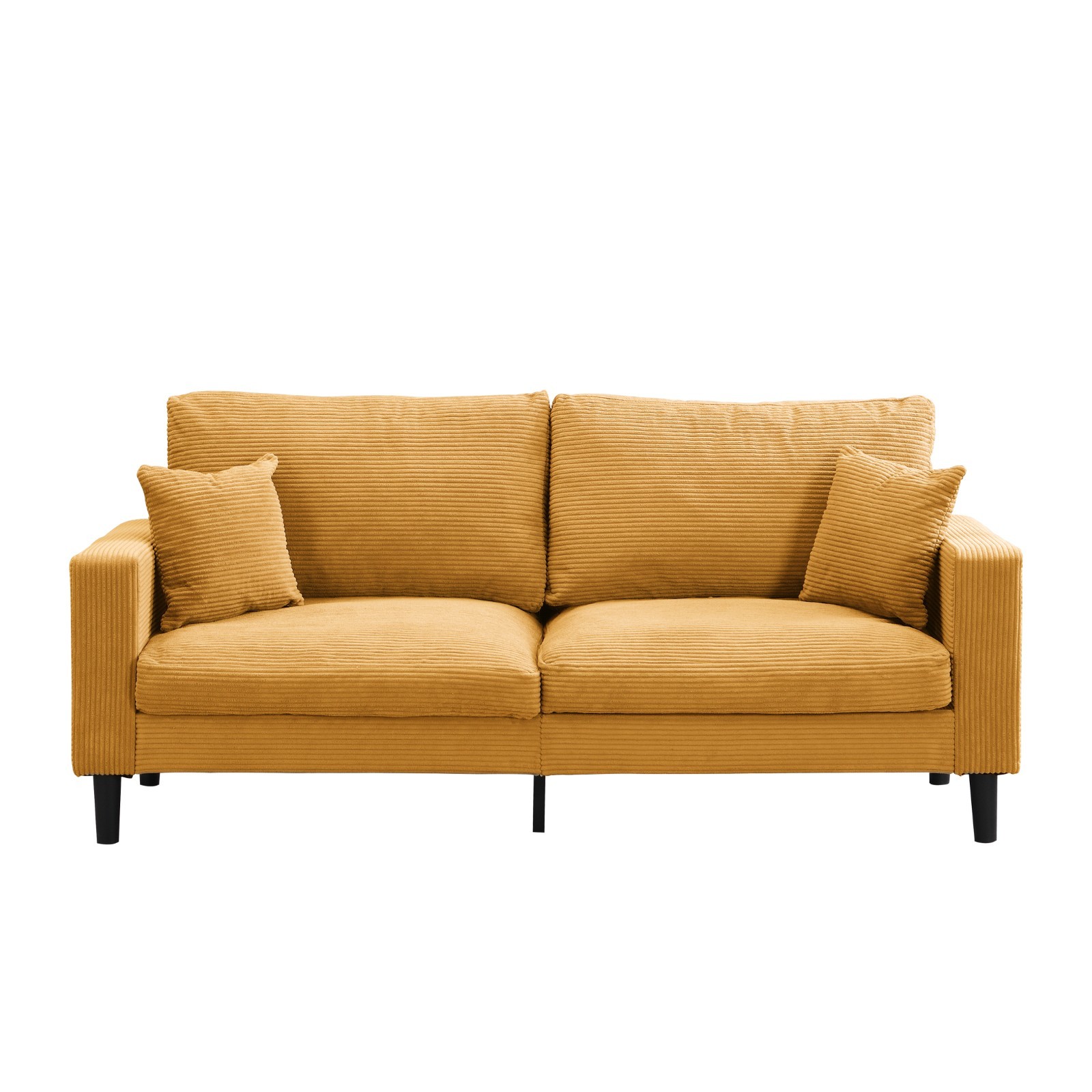 Modern Upholstered Wood Frame Sofa Corduroy Couch With Pillows For Living Room