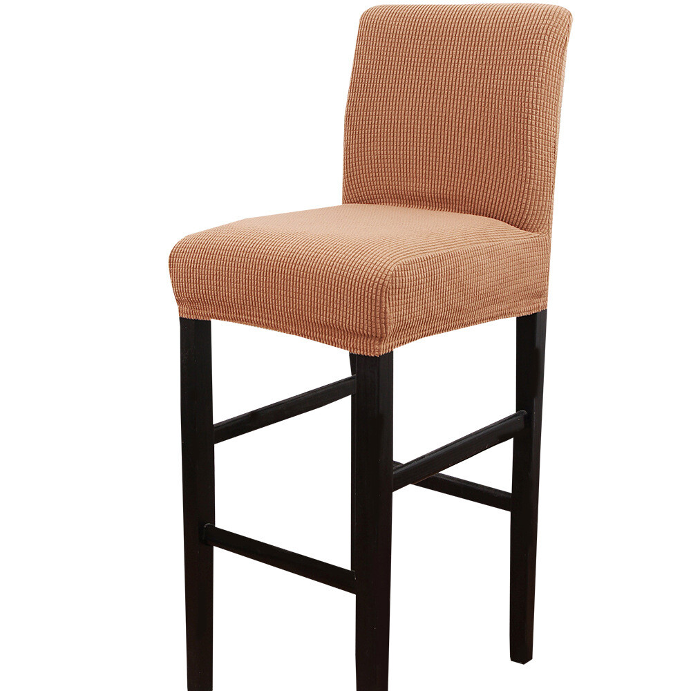 Jacquard Bar Stool Chair Cover Short Back Dining Chair Slipcover Banquet Wedding
