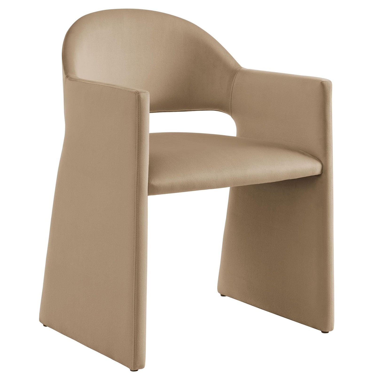 Modway Talia Performance Velvet Dining Armchair Curved Barrel Chair TAUPE