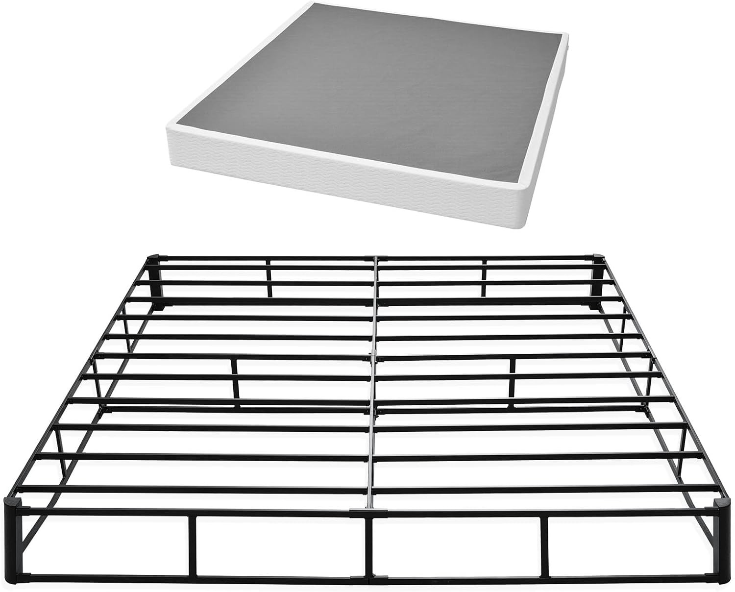 King Size Box Spring Bed Frame, Heavy Duty Metal, Washable Fabric, Easy Assembly
