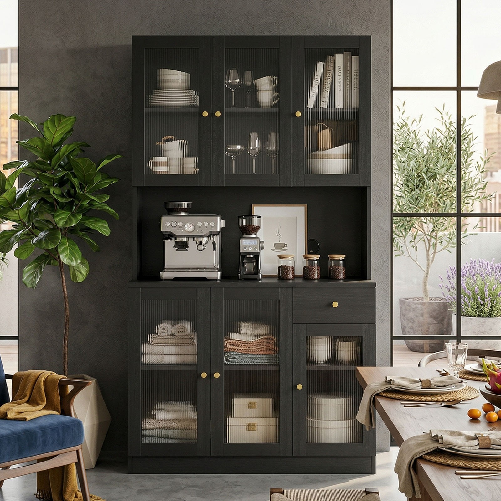 70.9in Tall Cabinet Freestanding Cabinet with Open Compartment for Entryway