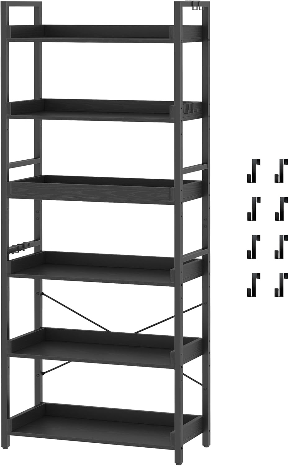 Adjustable 6-Tier Industrial Bookshelf – 70″ Open Bookcase for Home & Office
