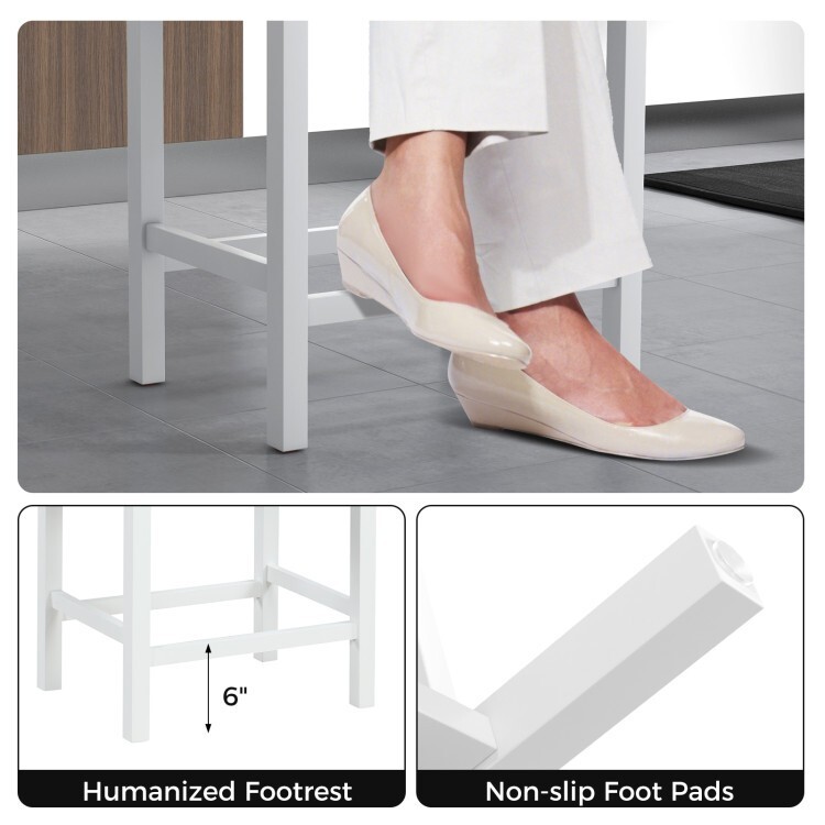 24.5″ Kitchen Stool Set Linen Fabric Saddle Stools Set of 2 With Cushioned Seat