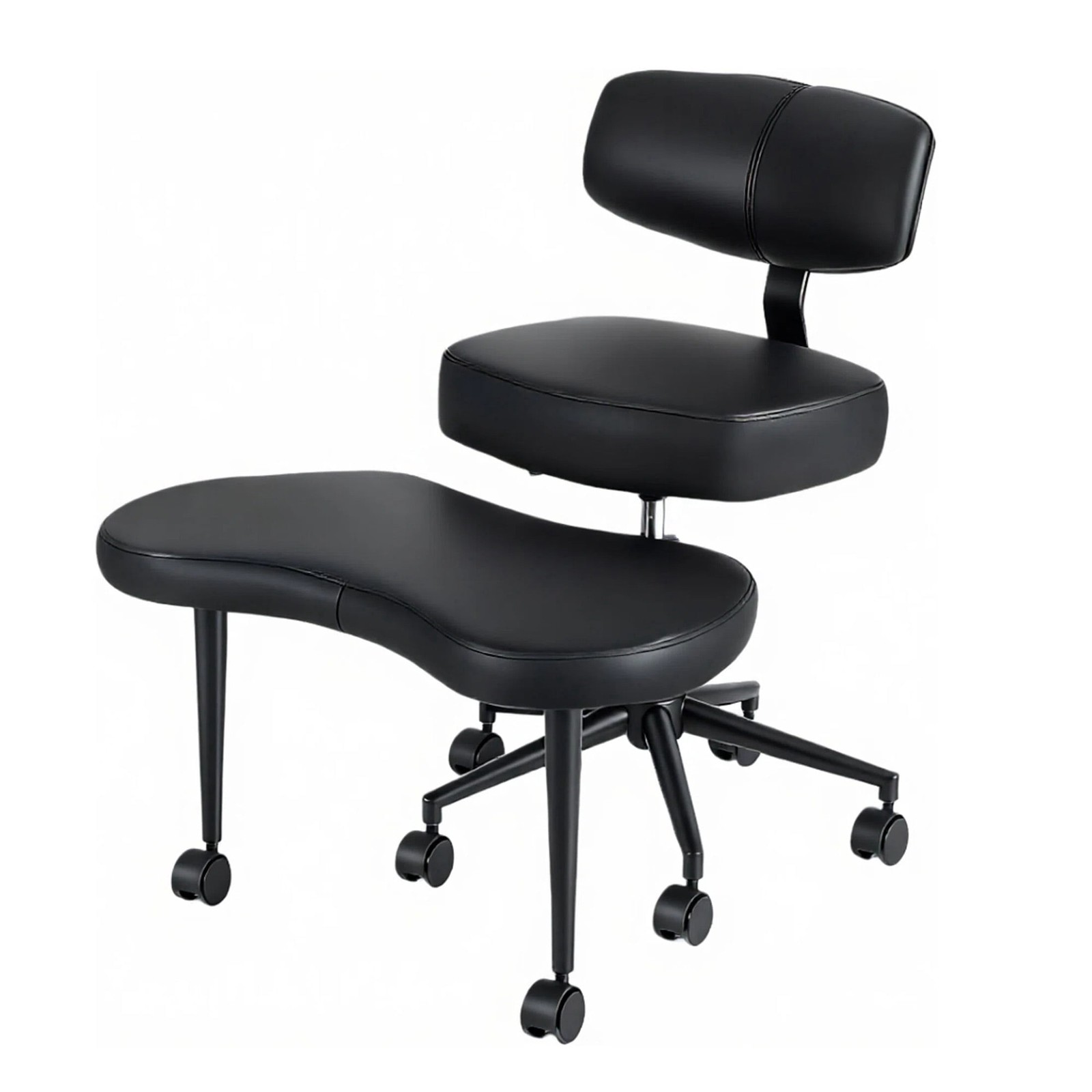 Meditation Cross Legged Chair w/Mobile Wheel&360° Swivel Footstool,Height Adjust