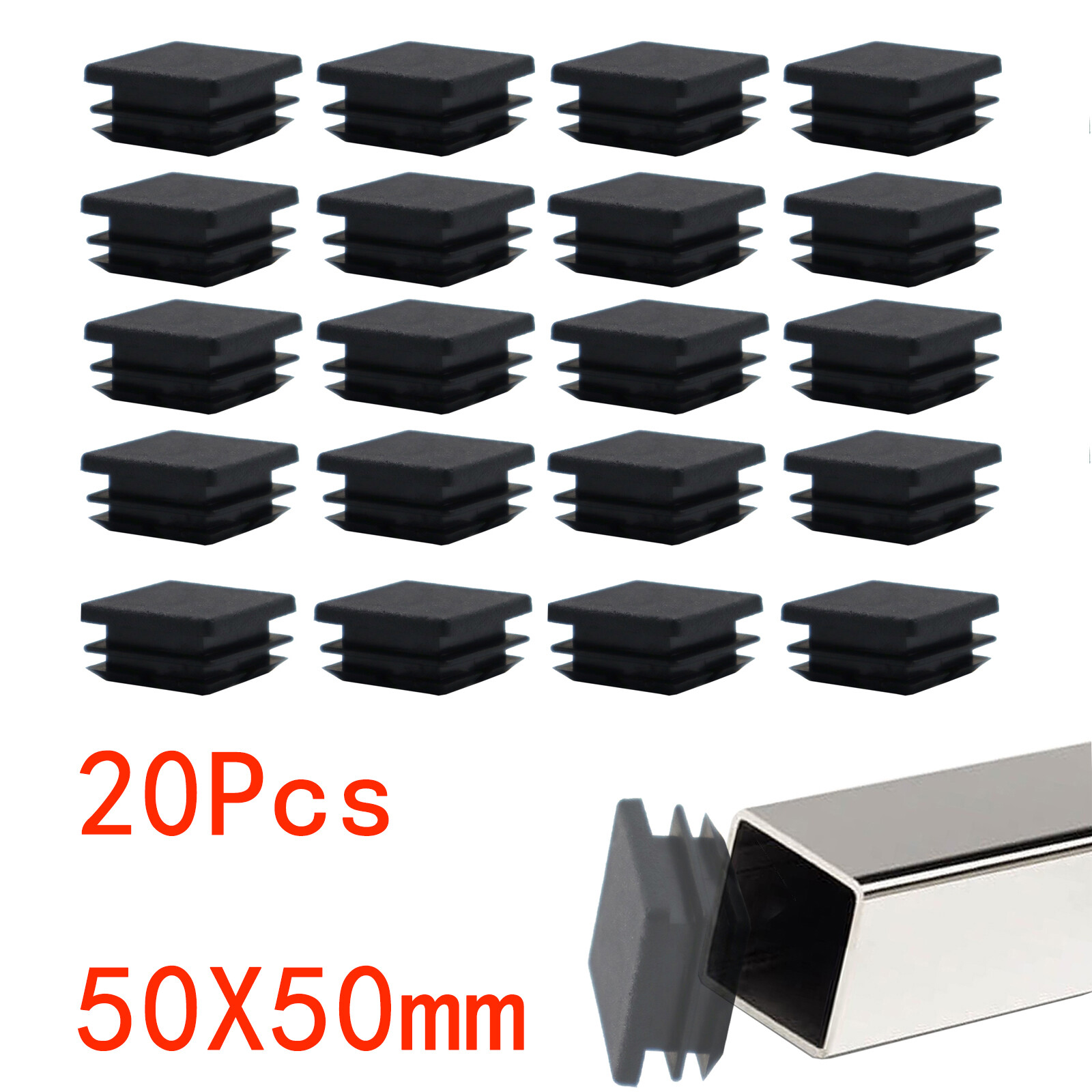 2″ x 2″ Square Tube End Plug Tubing Cap Plug US Blanking Insert Plug Black 20PCS