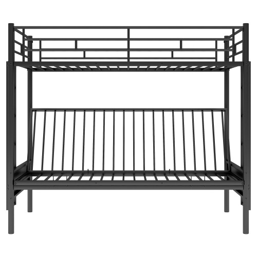 Convertible Bed Twin over Full Metal Bunk Bed Multi-Function Black Bed Frame