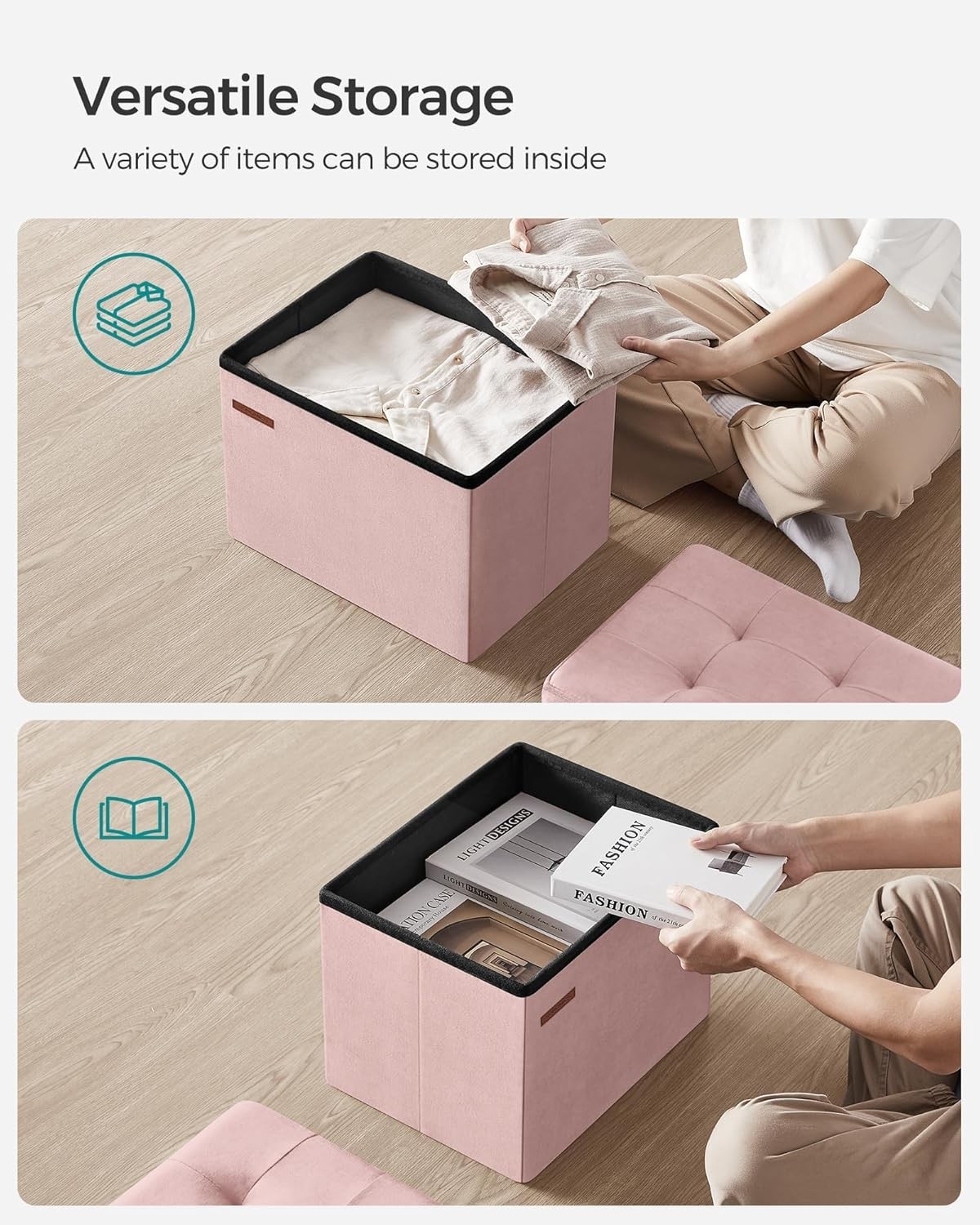Storage Ottoman Foldable Small Ottoman Foot Rest 12.2 x 16.1 Inches Foot Stool