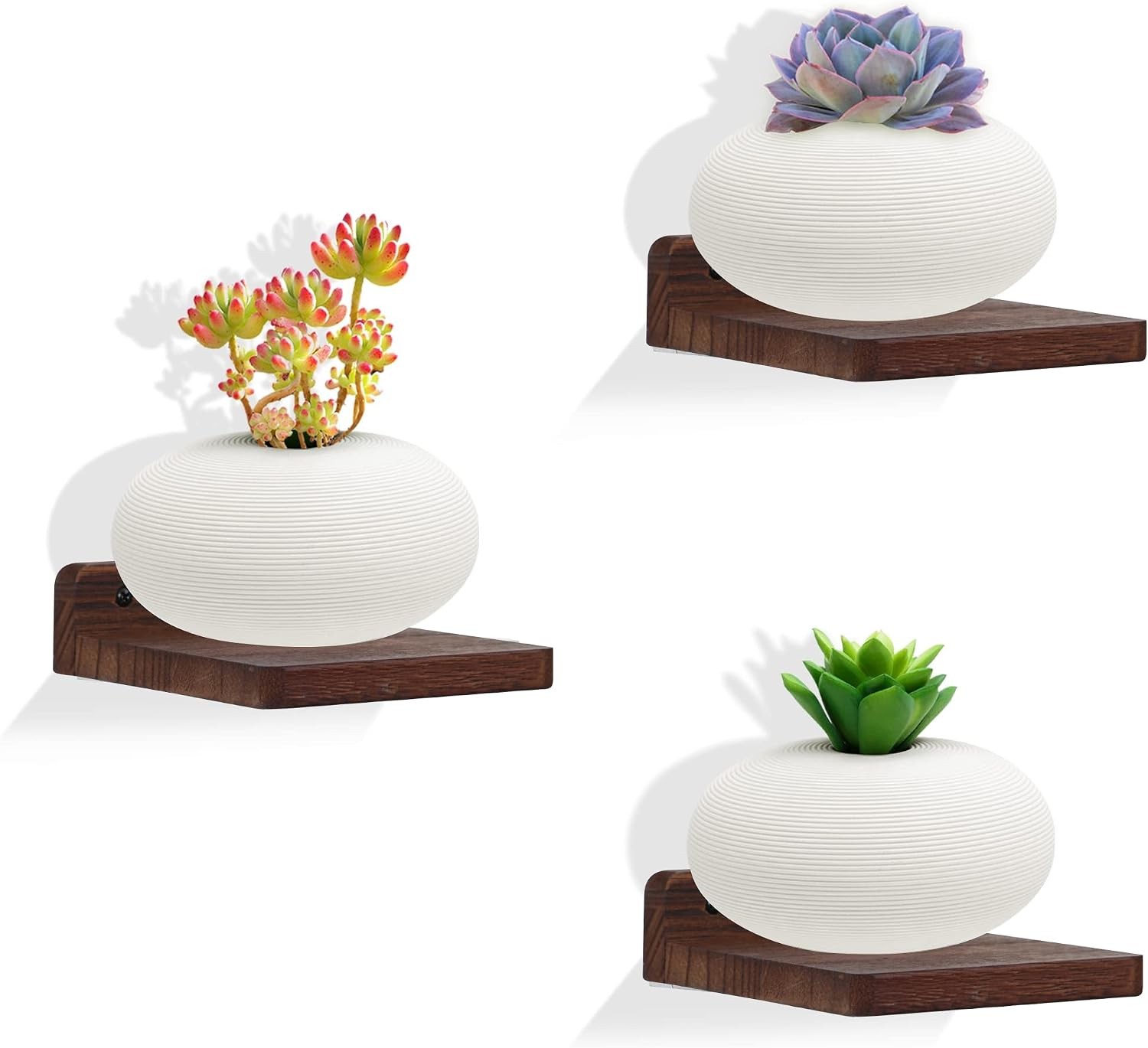 Small Floating Shelf,5×5 Inch Dark Walnut,Set of 3Small Wall Shelves for Bedroom