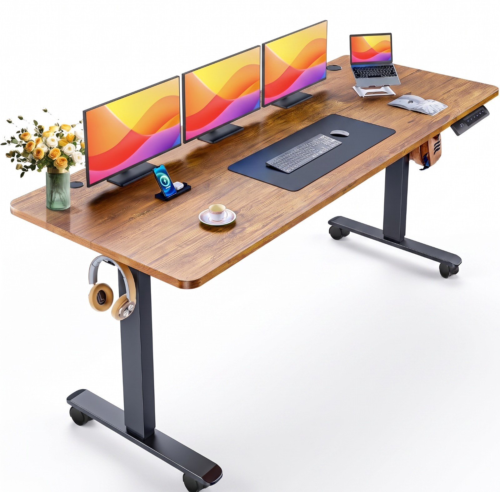 63″x24″ Modern Adjustable Height Home Office Table Standing Electric Desk +Wheel