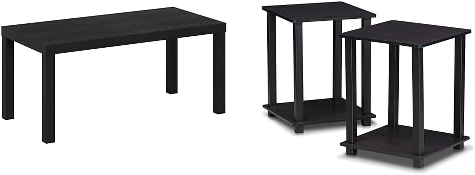 Classic Black Walnut Coffee Table with 2 Simplistic End Tables Set