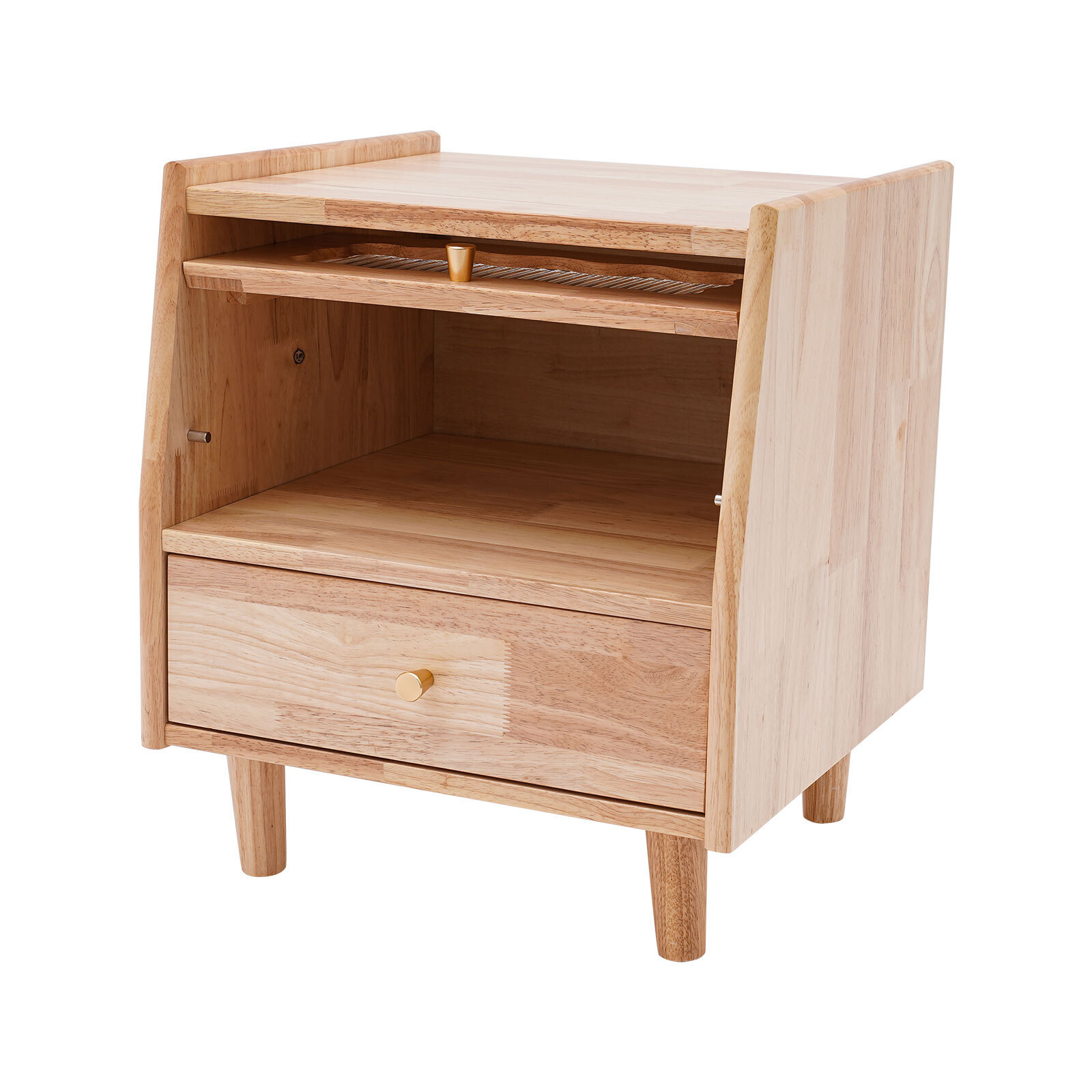 43.5*40*48cm Rubberwood Bedside Cabinet Bedroom Storage Cabinet With 2 Drawers