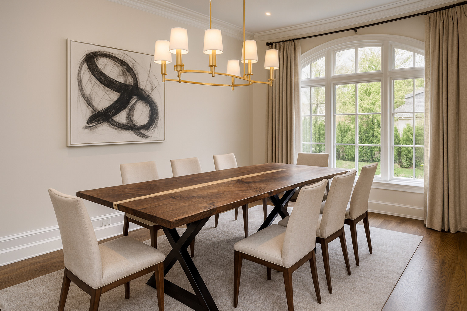 hand made walnut dinner table