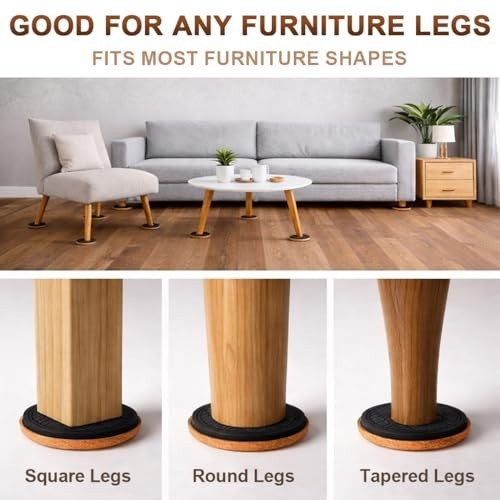 Felt Furniture Sliders for Hardwood Floors, 16 PCS 3 ½” Heavy Duty Furniture Mo