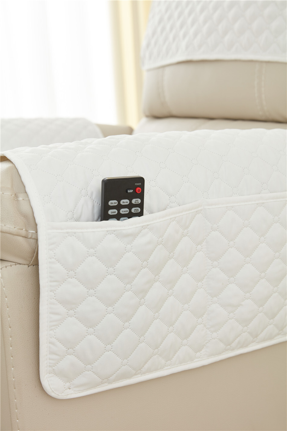 Recliner Headrest Sofa Cover Armrest Cover With Pockets Sofa Headrest Protector