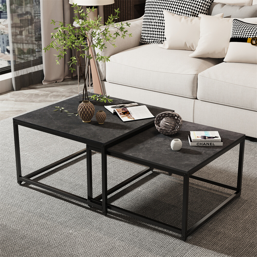 Modern Nesting Coffee Table Sintered Stone-top Stackable Living Room Sofa Tables