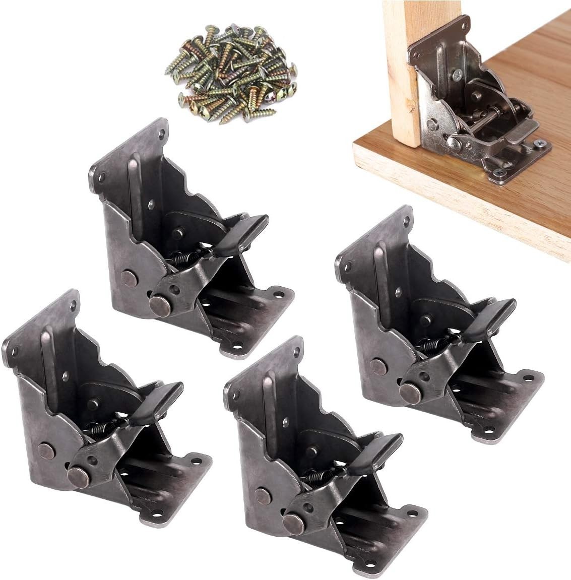 4 Pack Corrosion-Resistant Locking Hinges – 500 lb Capacity Folding Brackets