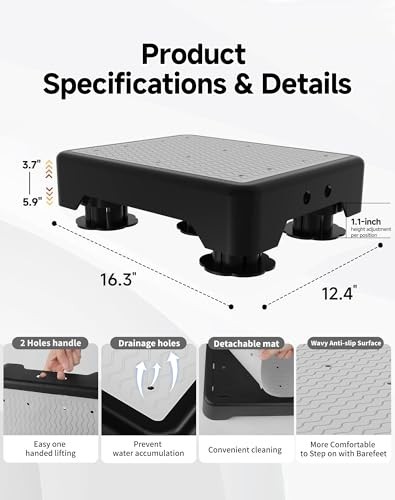 Adjustable Noctilucent Step Stool – 600 LBS Capacity, Non-Slip Safety Platform f