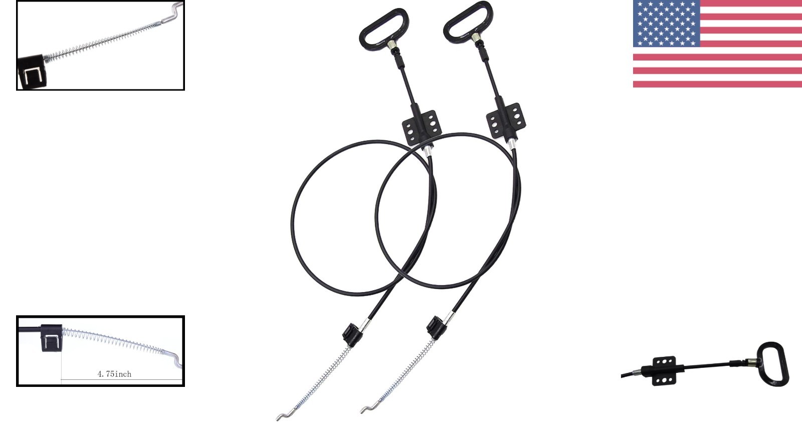 2-Piece D-Ring Recliner Release Cable Replacement – 4.75″ Length, Universal Fit