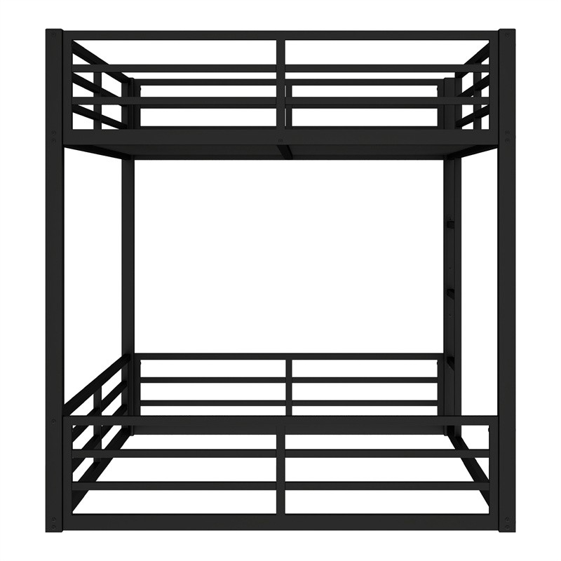 Queen Over Queen Metal Bunk Bed with Guardrails for Teens and Adults Bed Frame