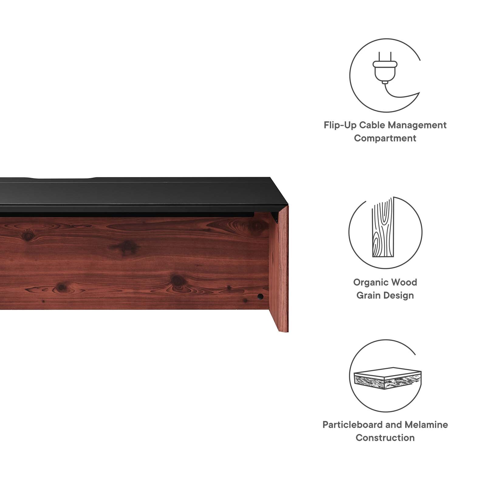 Modway Kinetic 49″ Wall-Mount Home Office Desk in Black Cherry