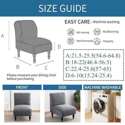 LavishCover Armless Accent Chairs Covers, Thick Armless Recliner 1pc Darkgrey