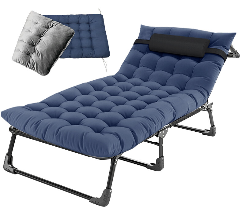 Portable Folding Camping Cot Adjustable 4-Position Patio Reclining Lounger Chair