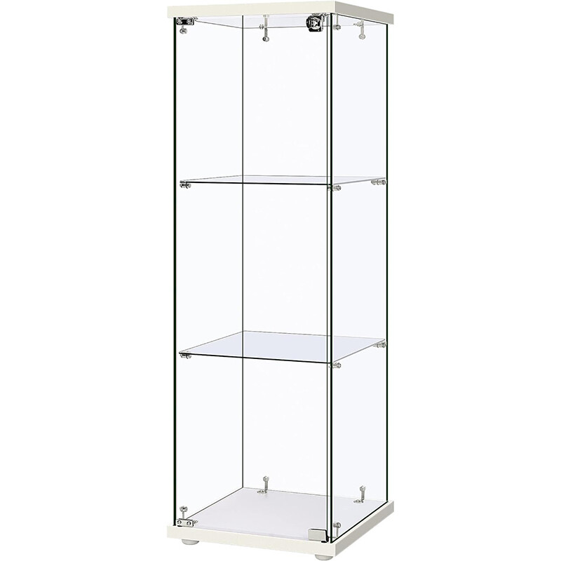 3-Shelf Glass Display Cabinet Glass Curio Cabinet Display Trophy Case Bookshelf