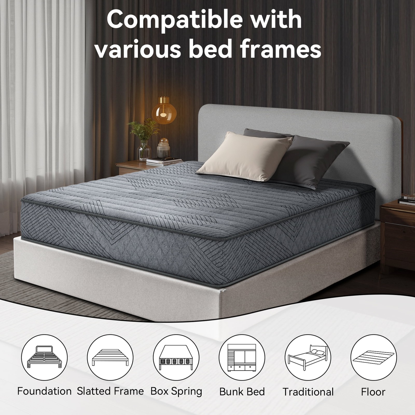 Liboria POSMOND 12 inch Hybrid Mattress with Cooling Gel Memory Foam in a Box,
