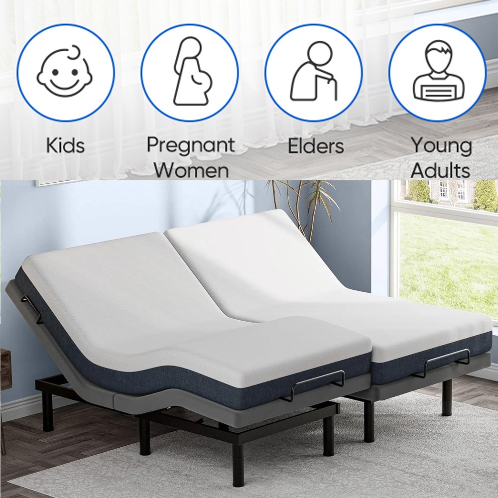 Adjustable Bed Frame Wireless Remote Electric Massage Full Queen King TXL Size
