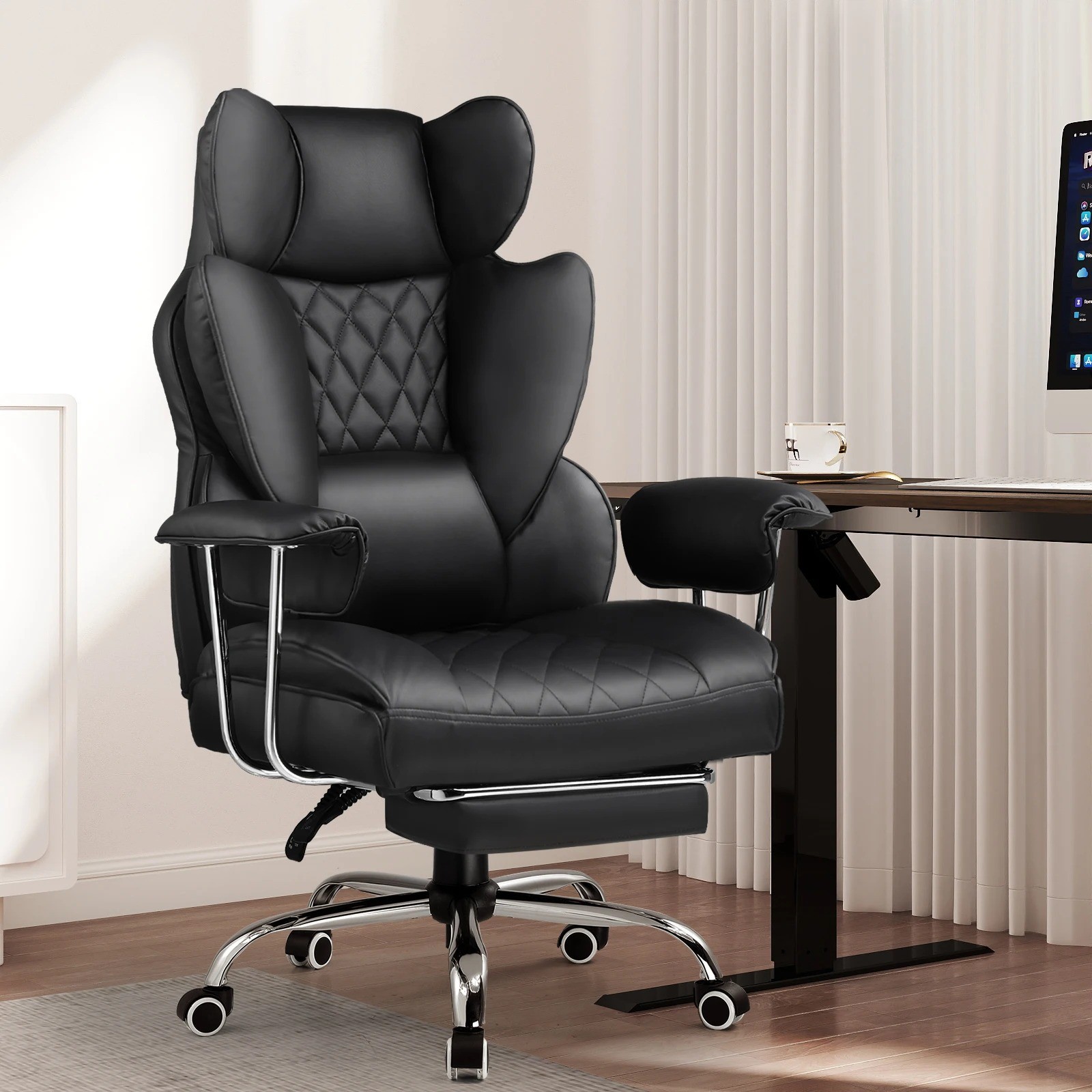 Big and Tall Ergonomic Computer Office Desk Chair with Footrest Lumbar support