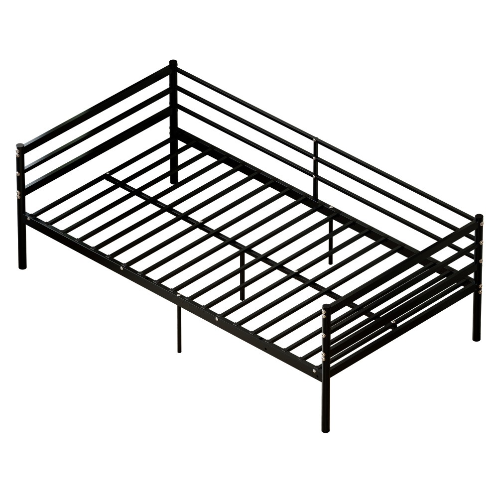 Twin Loft Bed, sofa-style Metal Bed, 11.8-inch Safety Guardrail, Space-saving US