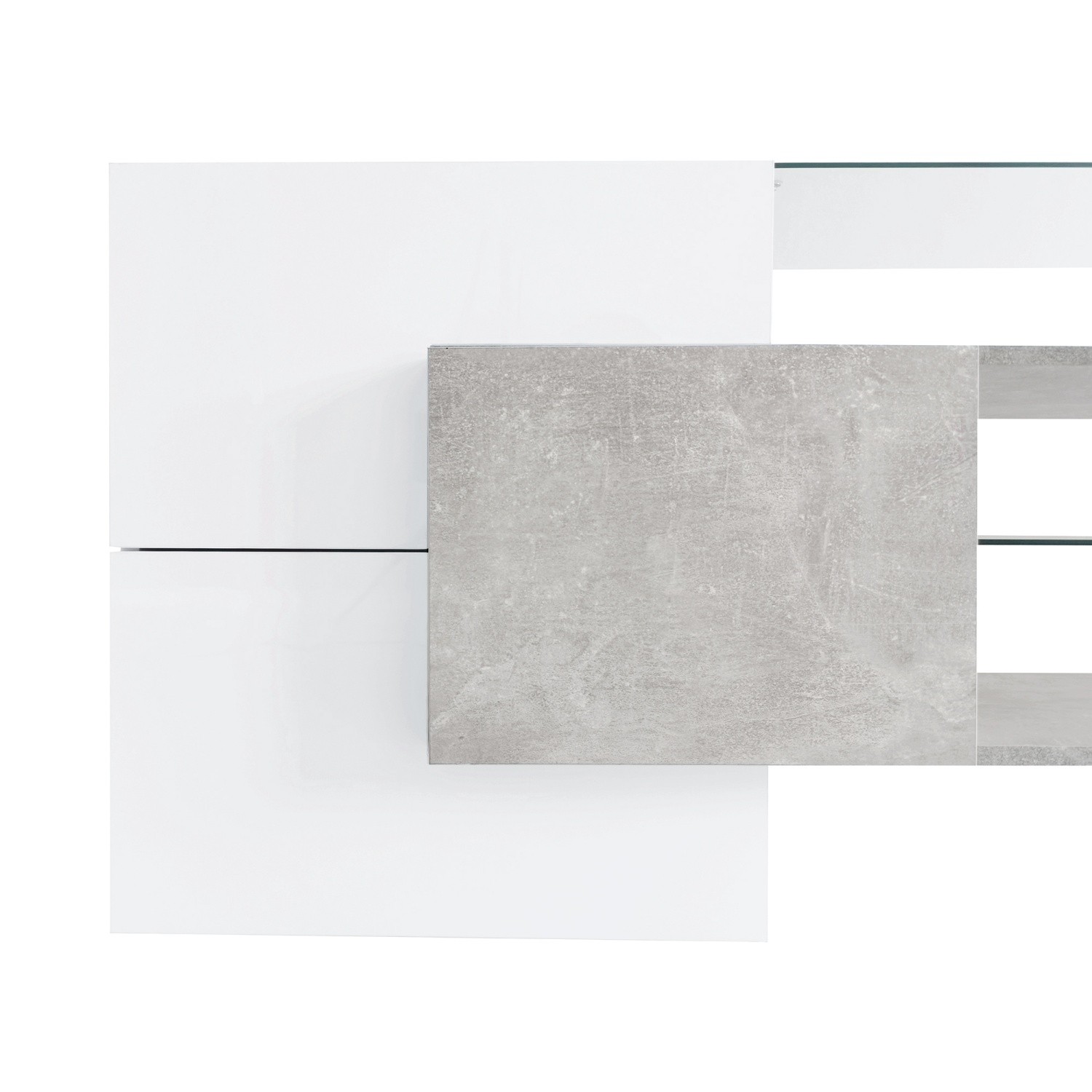 Modern TV Stand for TVs Up to 88in High Gloss Media Console w/ LED Glass Shelves